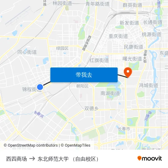 西四商场 to 东北师范大学 （自由校区） map