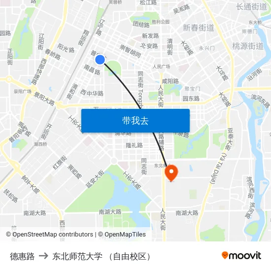 德惠路 to 东北师范大学 （自由校区） map