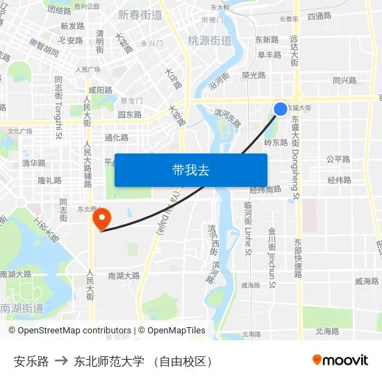 安乐路 to 东北师范大学 （自由校区） map