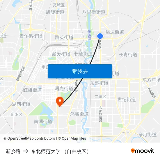 新乡路 to 东北师范大学 （自由校区） map
