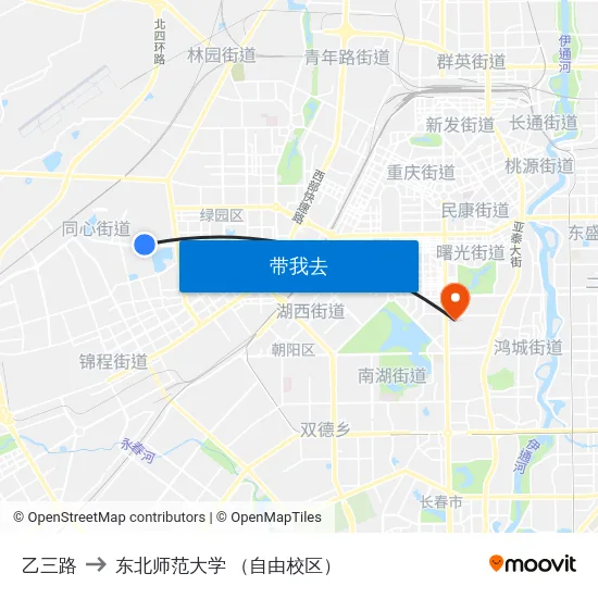 乙三路 to 东北师范大学 （自由校区） map