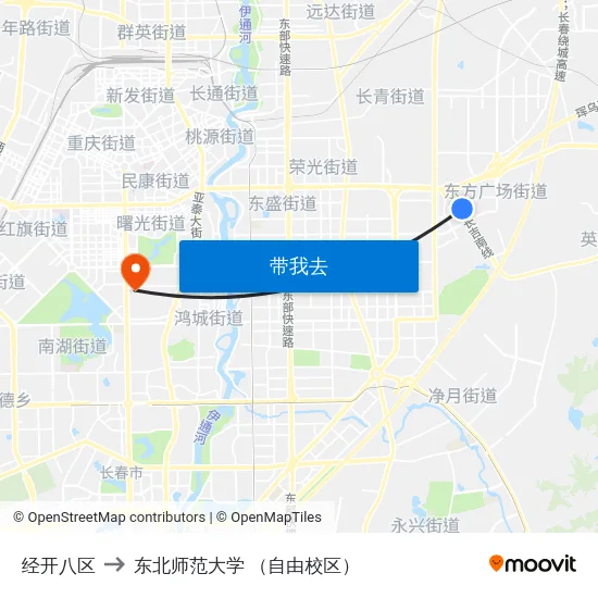 经开八区 to 东北师范大学 （自由校区） map