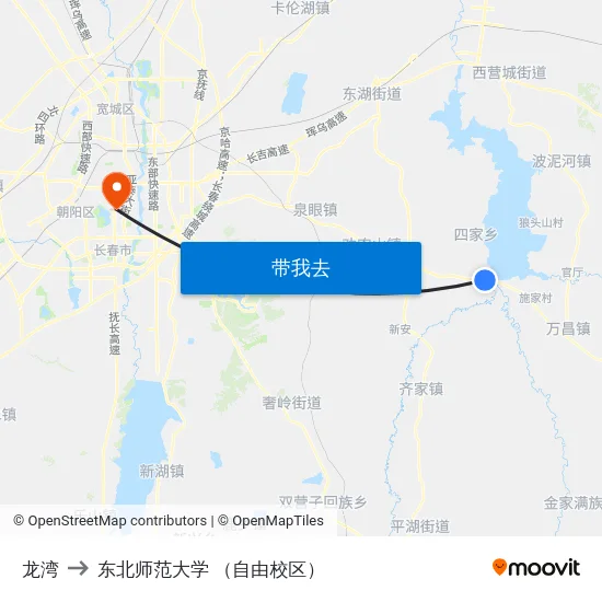 龙湾 to 东北师范大学 （自由校区） map