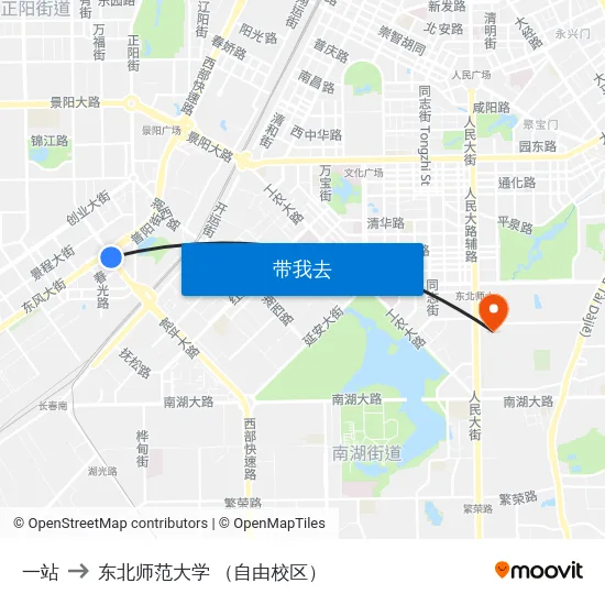 一站 to 东北师范大学 （自由校区） map