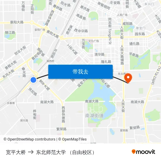 宽平大桥 to 东北师范大学 （自由校区） map