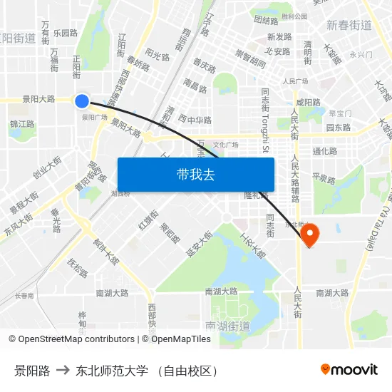 景阳路 to 东北师范大学 （自由校区） map