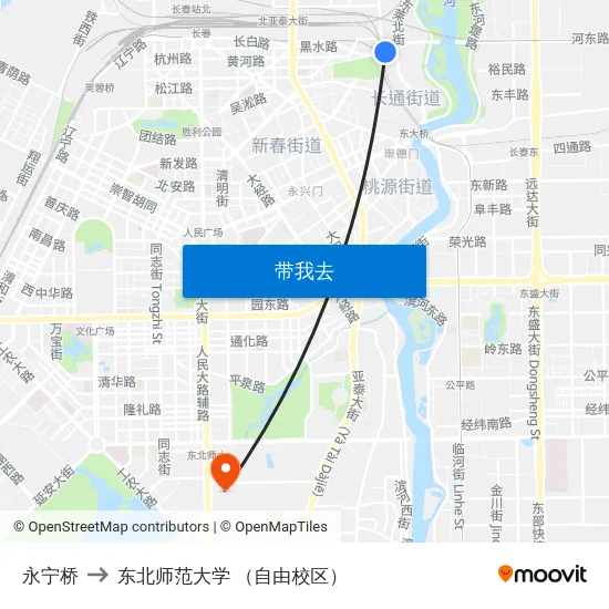 永宁桥 to 东北师范大学 （自由校区） map