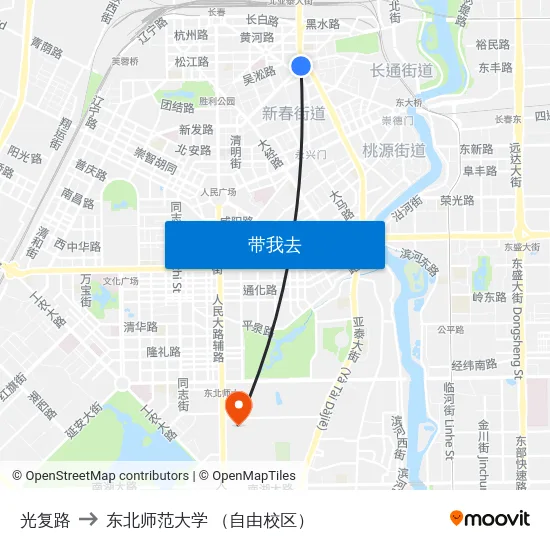 光复路 to 东北师范大学 （自由校区） map
