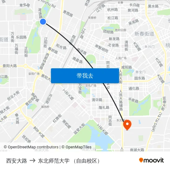 西安大路 to 东北师范大学 （自由校区） map