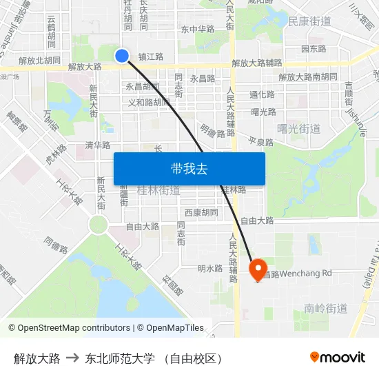 解放大路 to 东北师范大学 （自由校区） map