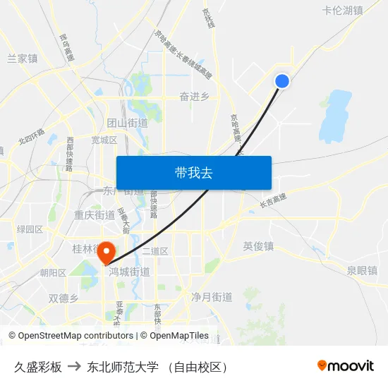 久盛彩板 to 东北师范大学 （自由校区） map
