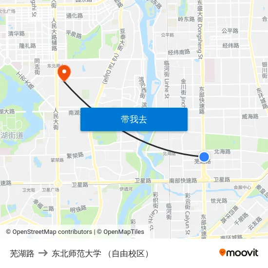 芜湖路 to 东北师范大学 （自由校区） map