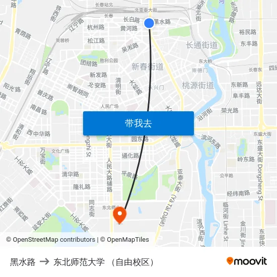 黑水路 to 东北师范大学 （自由校区） map