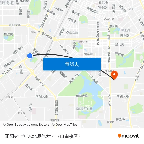 正阳街 to 东北师范大学 （自由校区） map