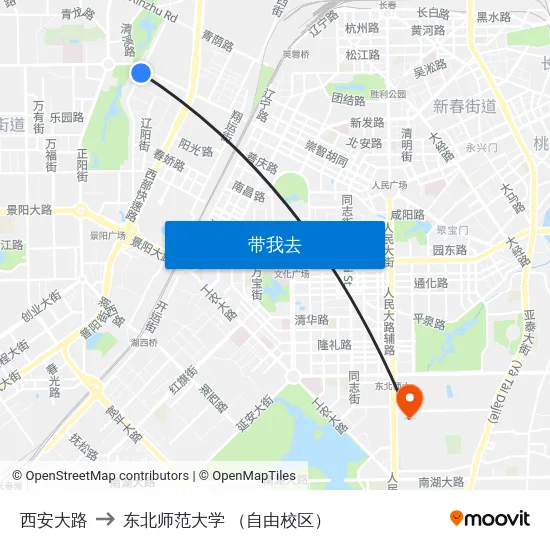 西安大路 to 东北师范大学 （自由校区） map