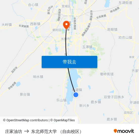 庄家油坊 to 东北师范大学 （自由校区） map