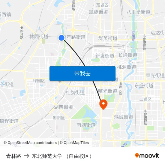 青林路 to 东北师范大学 （自由校区） map