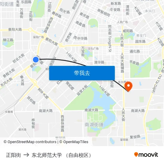 正阳街 to 东北师范大学 （自由校区） map