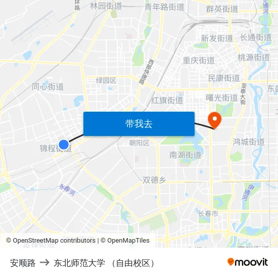 安顺路 to 东北师范大学 （自由校区） map