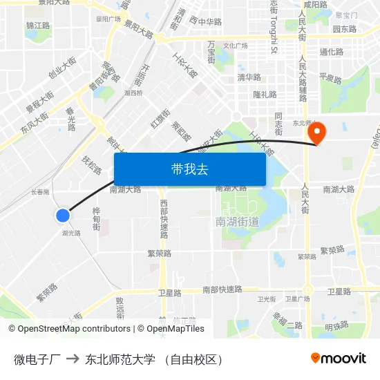 微电子厂 to 东北师范大学 （自由校区） map