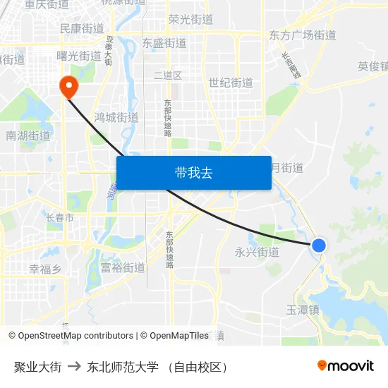 聚业大街 to 东北师范大学 （自由校区） map