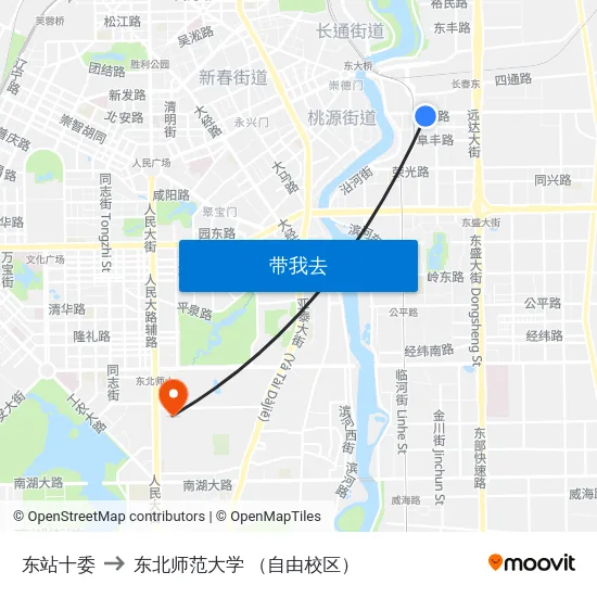 东站十委 to 东北师范大学 （自由校区） map
