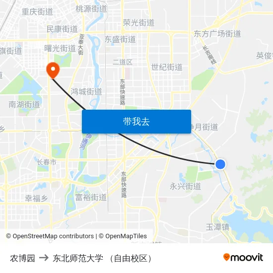 农博园 to 东北师范大学 （自由校区） map
