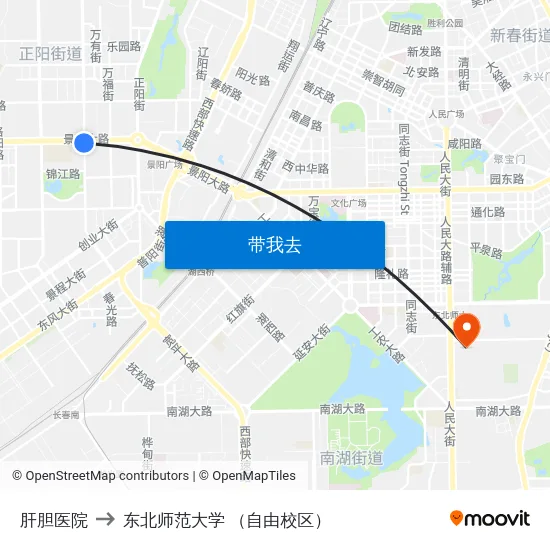 肝胆医院 to 东北师范大学 （自由校区） map