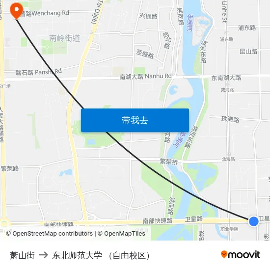 萧山街 to 东北师范大学 （自由校区） map