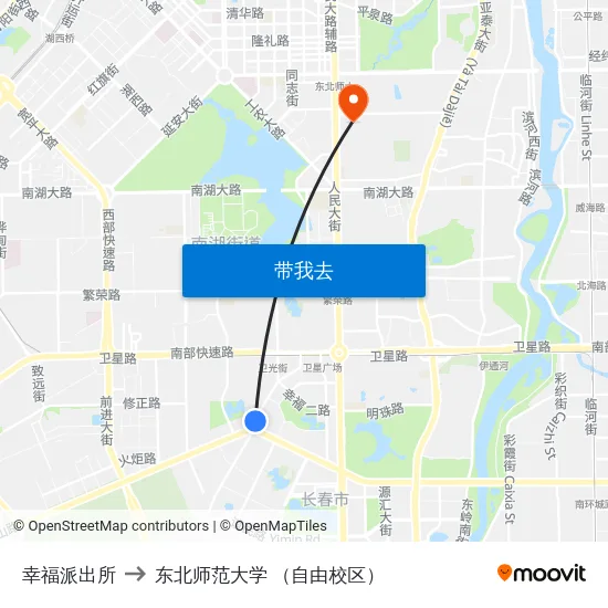 幸福派出所 to 东北师范大学 （自由校区） map