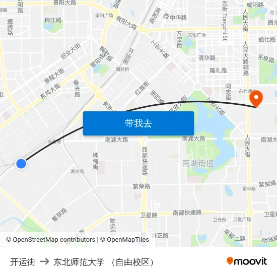 开运街 to 东北师范大学 （自由校区） map