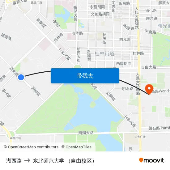 湖西路 to 东北师范大学 （自由校区） map