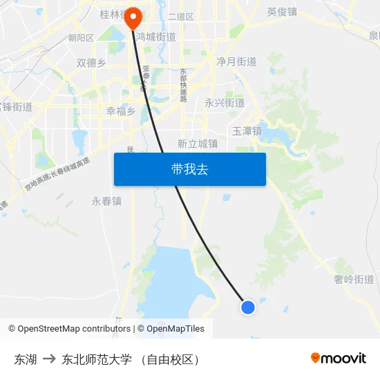 东湖 to 东北师范大学 （自由校区） map