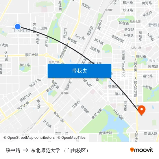 绥中路 to 东北师范大学 （自由校区） map