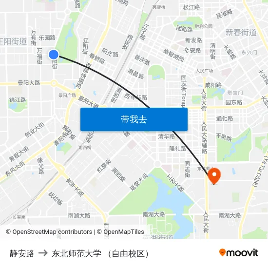 静安路 to 东北师范大学 （自由校区） map