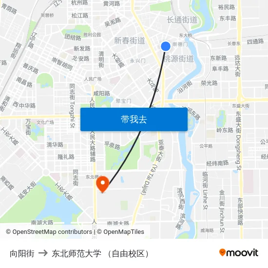 向阳街 to 东北师范大学 （自由校区） map