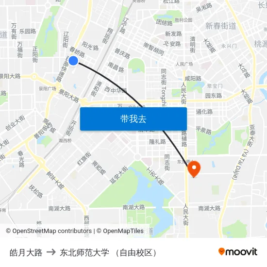 皓月大路 to 东北师范大学 （自由校区） map