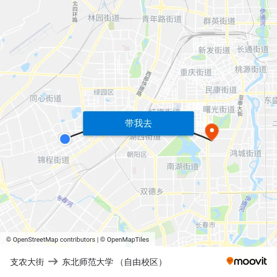 支农大街 to 东北师范大学 （自由校区） map