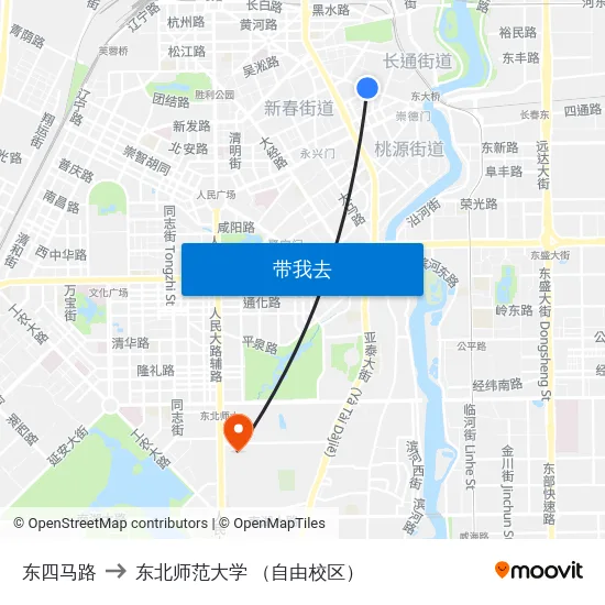 东四马路 to 东北师范大学 （自由校区） map