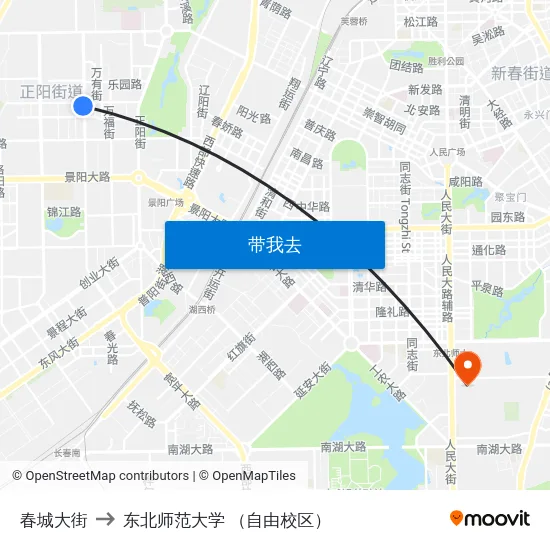 春城大街 to 东北师范大学 （自由校区） map