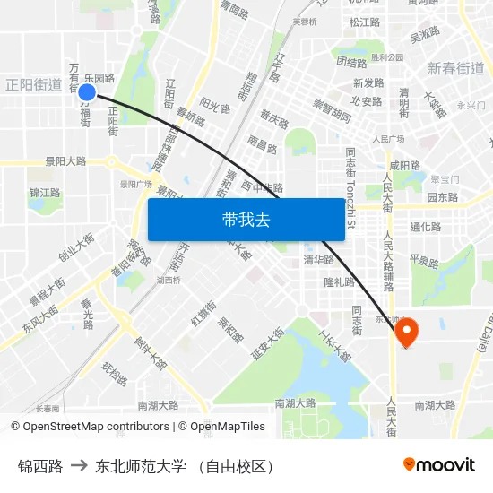 锦西路 to 东北师范大学 （自由校区） map
