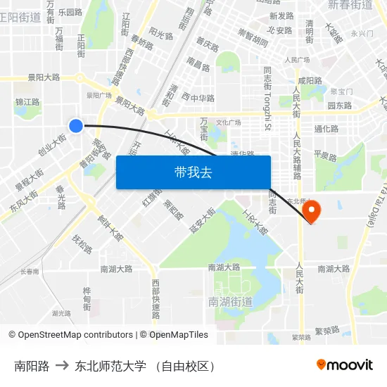 南阳路 to 东北师范大学 （自由校区） map