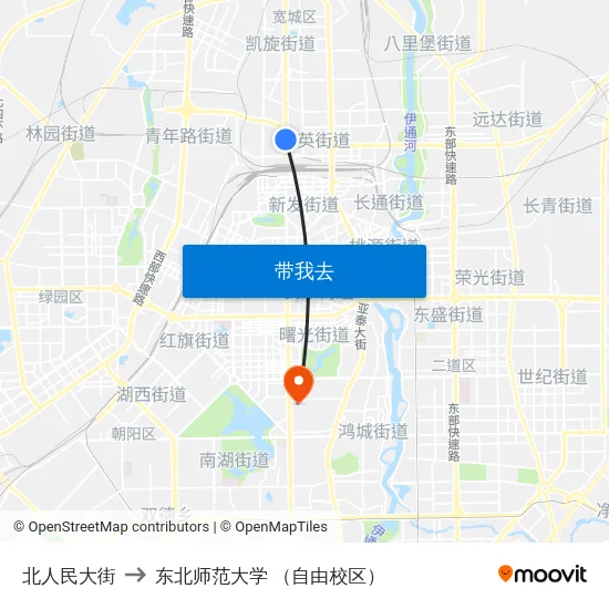 北人民大街 to 东北师范大学 （自由校区） map