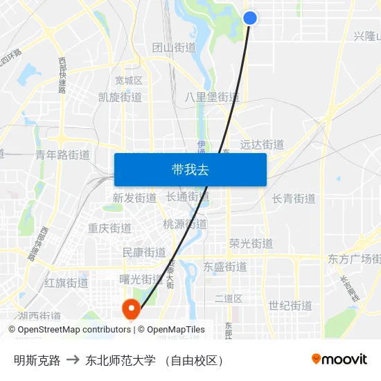 明斯克路 to 东北师范大学 （自由校区） map