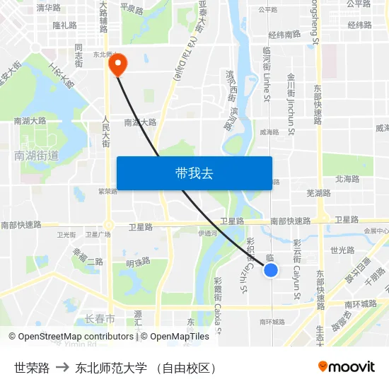 世荣路 to 东北师范大学 （自由校区） map