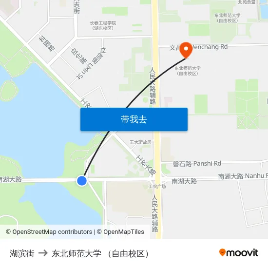 湖滨街 to 东北师范大学 （自由校区） map