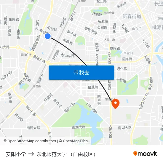 安阳小学 to 东北师范大学 （自由校区） map