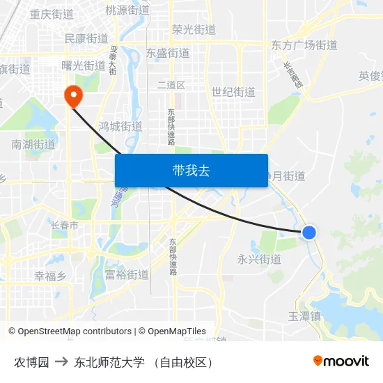 农博园 to 东北师范大学 （自由校区） map