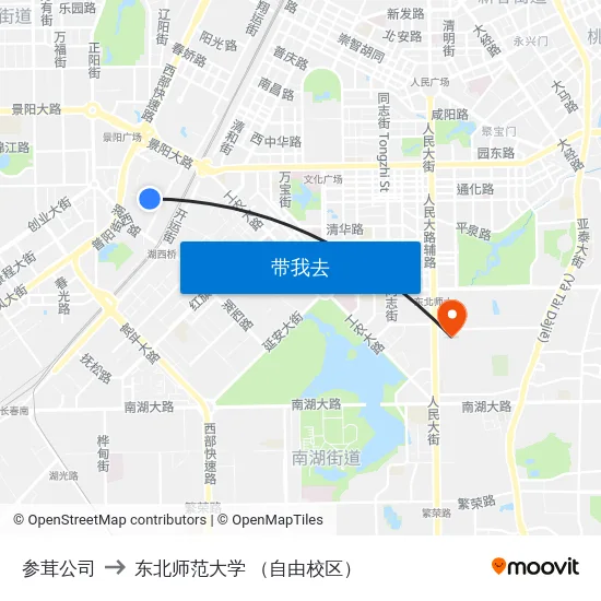 参茸公司 to 东北师范大学 （自由校区） map