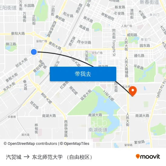 汽贸城 to 东北师范大学 （自由校区） map